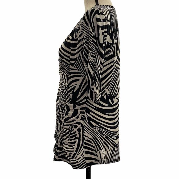 Style & Co Zebra Print Ruched 3/4 Sleeve Blouse L - Picture 4 of 9